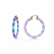 14K Yellow Gold Over Sterling Silver Painted Hoops in Purple and Blue Stripe