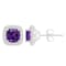 5mm Cushion Amethyst 1/5 ctw Diamond Rhodium Over Sterling Silver Halo
Stud Earrings