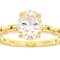 Diamond Simulant Oval Solitaire With Link Detail Band Ring In 18K Gold
Over Sterling Silver 2.25ct