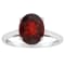 10x8mm Oval Garnet Rhodium Over Sterling Silver Ring