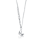 Mixed Chain Heart Pendant Necklace In Rhodium Over Brass