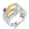 Multi-Gemstone Black Rhodium Over and 14K Gold Over Sterling Silver Ring