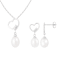 7-9mm Drop White Freshwater Pearl and CZ Rhodium Over Sterling Earring
and Pendant W/Chain Set