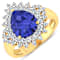 3.86ctw Violet Tanzanite and Diamond 14K Yellow Gold Halo Ring