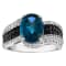 Sterling Silver London Blue Topaz, Black Spinel and Lab Created White
Sapphire Ring 4.0ctw