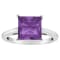 8mm Princess Cut Amethyst Rhodium Over Sterling Silver Ring