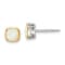 Rhodium Over Sterling Silver with 14k Accent Milky Opal Square Stud Earrings
