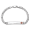Rhodium Over 14k White Gold Medical Red Enamel Flat Curb Link ID Bracelet