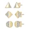 Pave CZ Stud Earrings Three-Piece Set In 14K Gold Over Sterling Silver