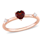 Garnet and White Topaz 10K Rose Gold Ring 0.62ctw