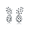CZ Halo Drop Earrings In Sterling Silver
