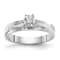 Rhodium Over 14K White Gold AA Quality Trio Engagement Ring 0.05ctw
