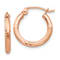 14k Rose Gold Satin and Diamond-Cut 9/16" Hoop Earrings