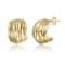 Basket Weave C-Hoop Earrings In 14K Gold Over Brass