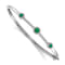 Rhodium Over 14k White Gold Diamond and Cabochon Emerald Bangle