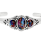 Purple Spiny Oyster And Turquoise Sterling Silver Three-Stone Cuff