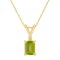 7x5mm Emerald Cut Peridot with Diamond Accent 14k Yellow Gold Pendant
With Chain