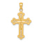14k Yellow Gold Textured Budded Cross Pendant