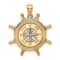 14k Yellow Gold and 14k White Gold Ship's Wheel with Nautical Compass Pendant