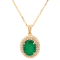 4.30 Ctw Emerald and 0.49 Ctw White Diamond Pendant in 14K YG