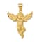 14k Yellow Gold Satin and Diamond-Cut Angel Pendant