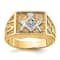 10K Two-tone Yellow and White Gold Textured Diamond Blue Lodge Masonic Ring