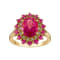 Ruby, Pink Topaz, and Diamond 14K Yellow Gold Over Sterling Silver Ring 3.73ctw