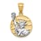 14k Yellow Gold and 14k White Gold Textured Lady Liberty on American
Flag Disk Pendant