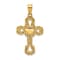 14k Yellow Gold Textured Beaded Cross with Heart Pendant