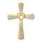 14K Yellow Gold with Rhodium Diamond Cross Pendant