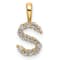 14K Yellow Gold Lab Grown Diamond Letter S Initial Pendant