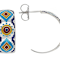 Multi-Color Enamel Sterling Silver Aztec Design Earrings