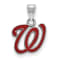 Rhodium Over Sterling Silver MLB Washington Nationals LogoArt Enameled Pendant