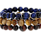 Multi-Color Tiger's Eye Stretchable Bracelet Set Of 3 In Sterling Silver