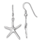 Rhodium Over Sterling Silver Polished Starfish Dangle Earrings