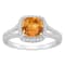 7mm Cushion Citrine 1/4 ctw Diamond Rhodium Over Sterling Silver Halo Ring