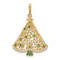 14K Yellow Gold Polished Green and White Cubic Zirconia Christmas Tree Pendant