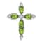Rhodium Over 14k White Gold Peridot and Diamond Cross Chain Slide Pendant