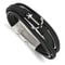 Black Leather and Stainless Steel Polished Anchor Genuine PU with
0.5-inch Extension Bracelet