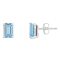 6x4mm Emerald Cut Aquamarine 14k White Gold Stud Earrings