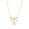 Initial A Bow CZ Necklace In 14K Gold Over Sterling Silver 0.23ctw