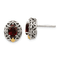 Sterling Silver with 14K Accent Antiqued Garnet Post Earrings
