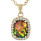 Black Opal And White Zircon Pendant Necklace In 18K Gold Over Sterling
Silver 2.25ctw
