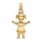 14k Yellow Gold Solid Polished Girl with Pig-Tails Pendant