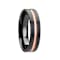 VENICE Black Ceramic Wedding Band with Rose Gold Groove 6mm
