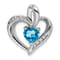 Rhodium Over 14k White Gold Blue Topaz and Diamond Heart Pendant