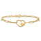 14K Yellow Gold Paperclip Link Heart 7.25-inch Bracelet