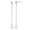 Rhodium Over Sterling Silver 7-8mm White Freshwater Cultured Pearl Post
Dangle Earrings