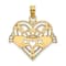 10K Yellow Gold Polished and Beaded Claddagh In Heart Charm