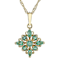 Emerald Marquise And Round Pendant Necklace In 18K Gold Over Sterling Silver